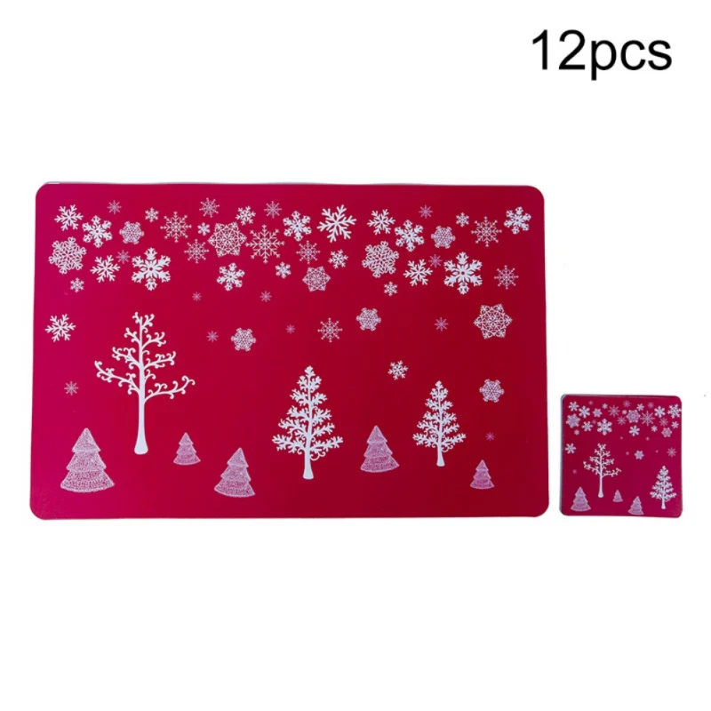 Рождественская тематика подставка для посуды ПВХ подстаканник печать скатерть для стола для кухни праздничный декор дома 6 подставок для посуды и подстаканников.