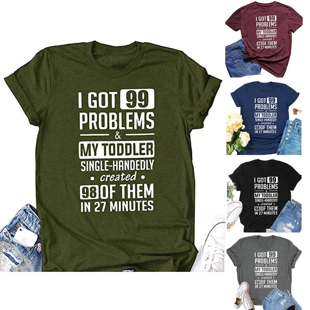 Женская летняя футболка Повседневная с коротким рукавом и буквенным принтом