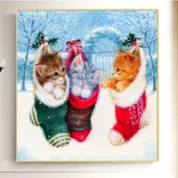 5d diamond painting sock cat full mosaic crafts art diy diamond embroidery animal winter christmas gift decoration for kids