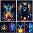5D алмазная живопись сделай сам, фантазия, животное, волк, тигр, сова, полная вышивка, вышивка крестиком, алмазная птица, настенная живопись, Декор