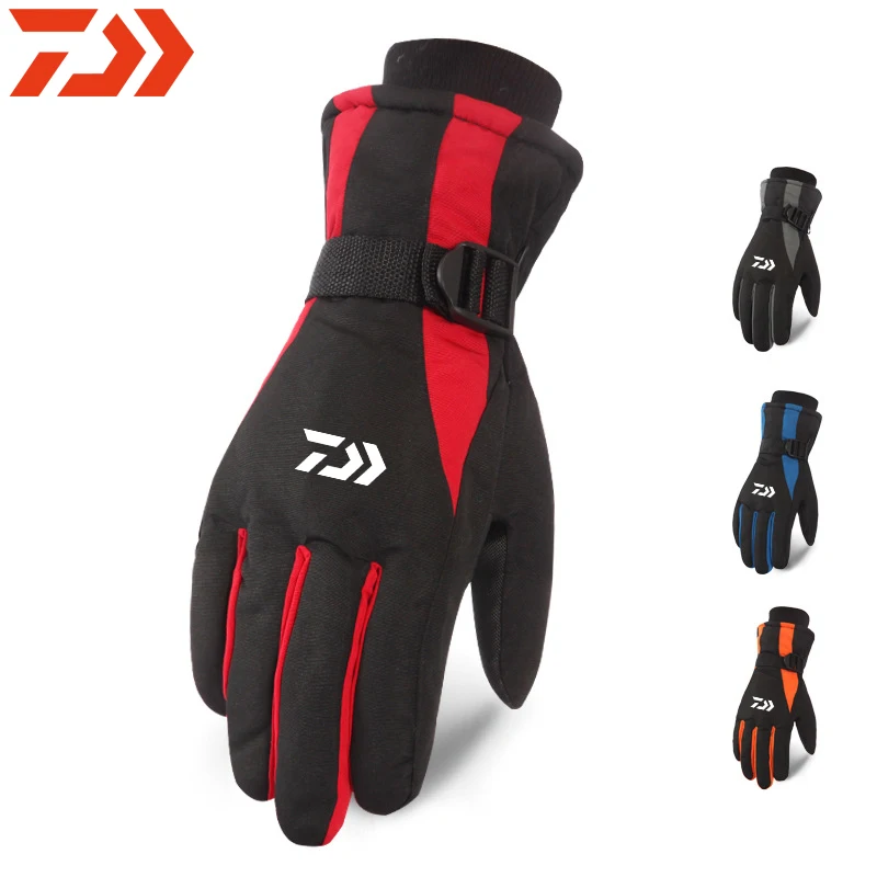 

2020 Dawa New Mens Winter Fishing Waterproof Thermal Full Finger Outdoor Gloves Thick Plush Print Anti-Slip Ski Mittens
