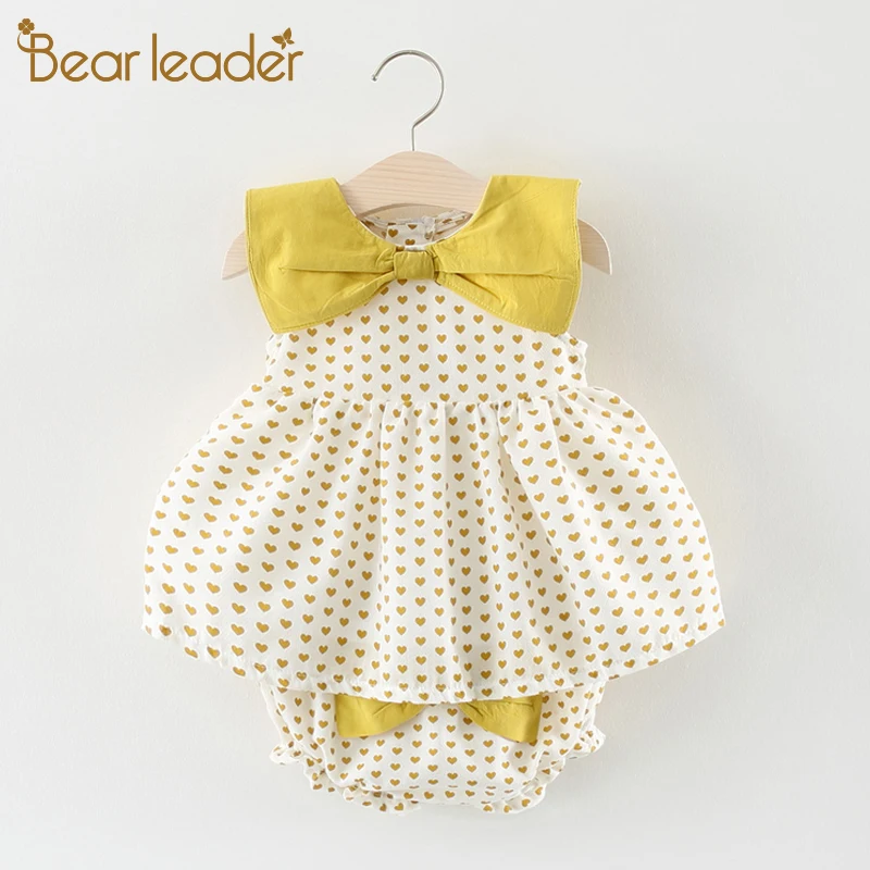 Bear leader Baby Girls Clothing Sets Fashion Kids Cotton Cute P Sleeveless T-shirt+shorts Children Clothes suits | Детская одежда и