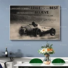 Плакат для гоночного автомобиля, плакат для гоночного водителя с надписью You Must Always Strike To Be The Best Fangio, принты для фанатов, домашний декор, холст, плавающая рамка
