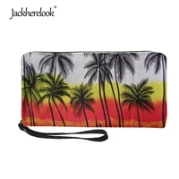jackherelook hawaii palm tree print women wallet wrist handle phone case long section money pocket womens purse card holders