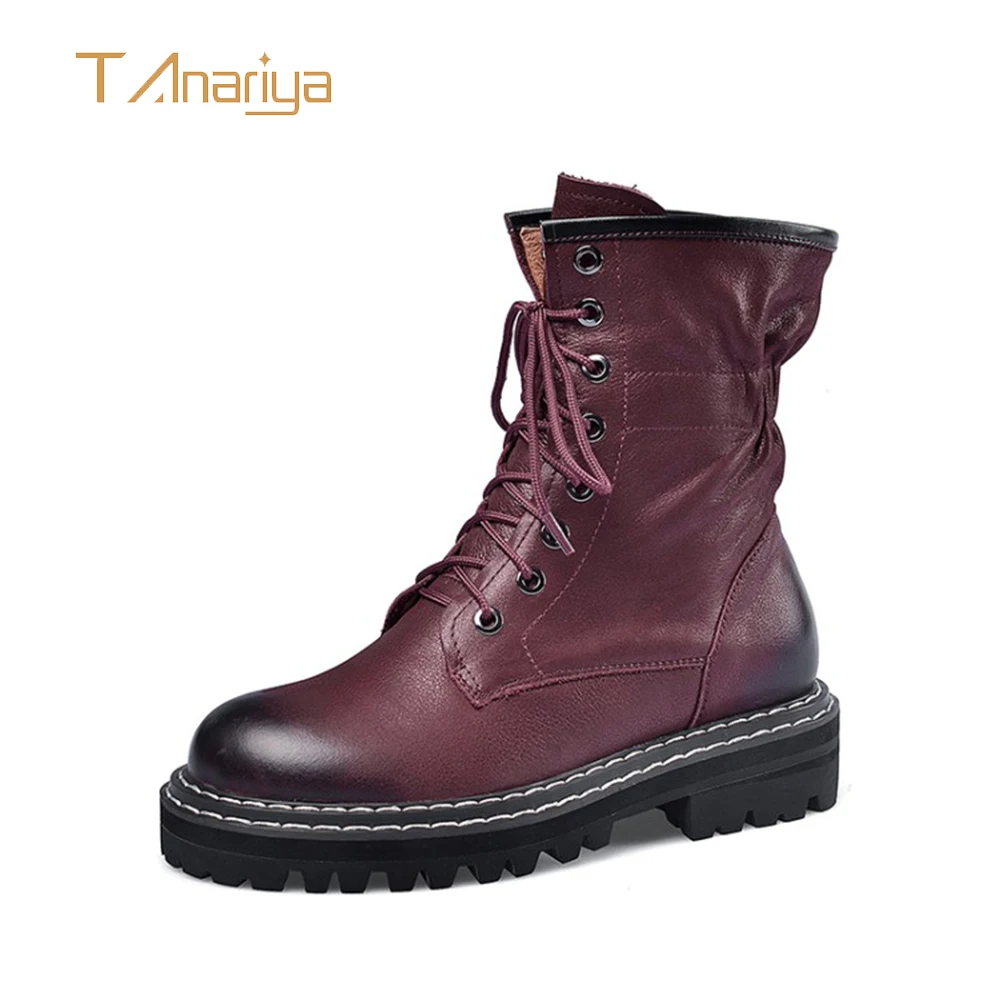 Tanariya New Arrival Shoes Woman Boots Women Autumn/winter 2020 Women's Flat Heel Leather | Обувь