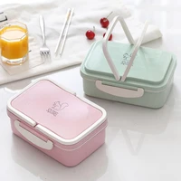 portable lunch box wheat straw picnic microwave bento food storage container new student camping lunch dinner lunch boxes