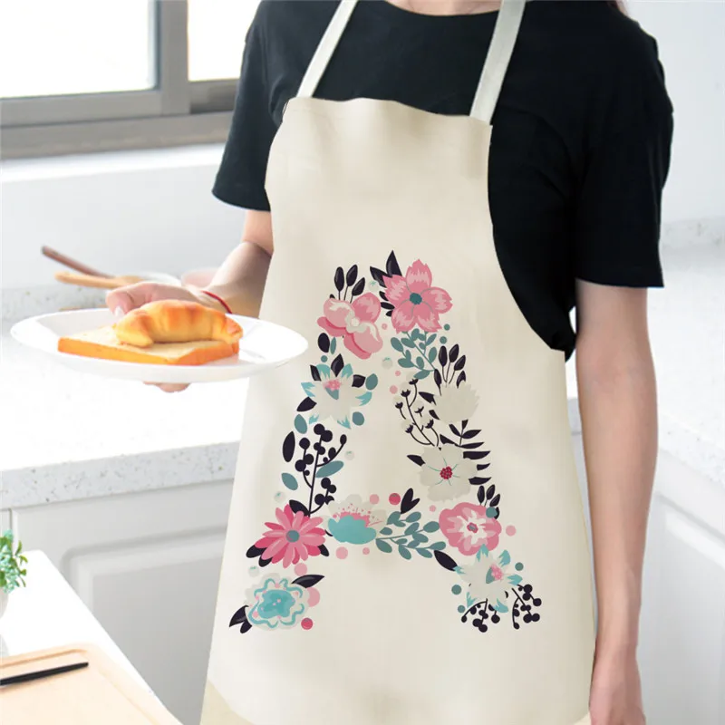 

Linen Apron Flower Apron Letter Apron Female Men's Cooking Household Cleaning Tools Anti-dirty Apron Baking Accessories