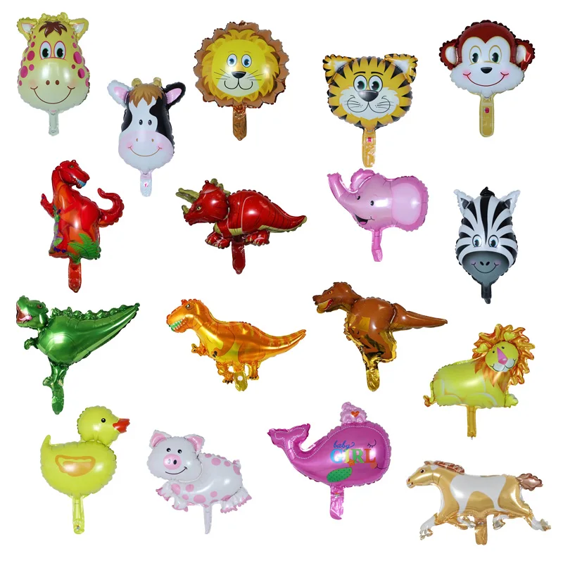 

50pcs mini animal Foil balloons birthday party decoration Lion & monkey & zebra & cow head Safari zoo foil balloons Kids toys
