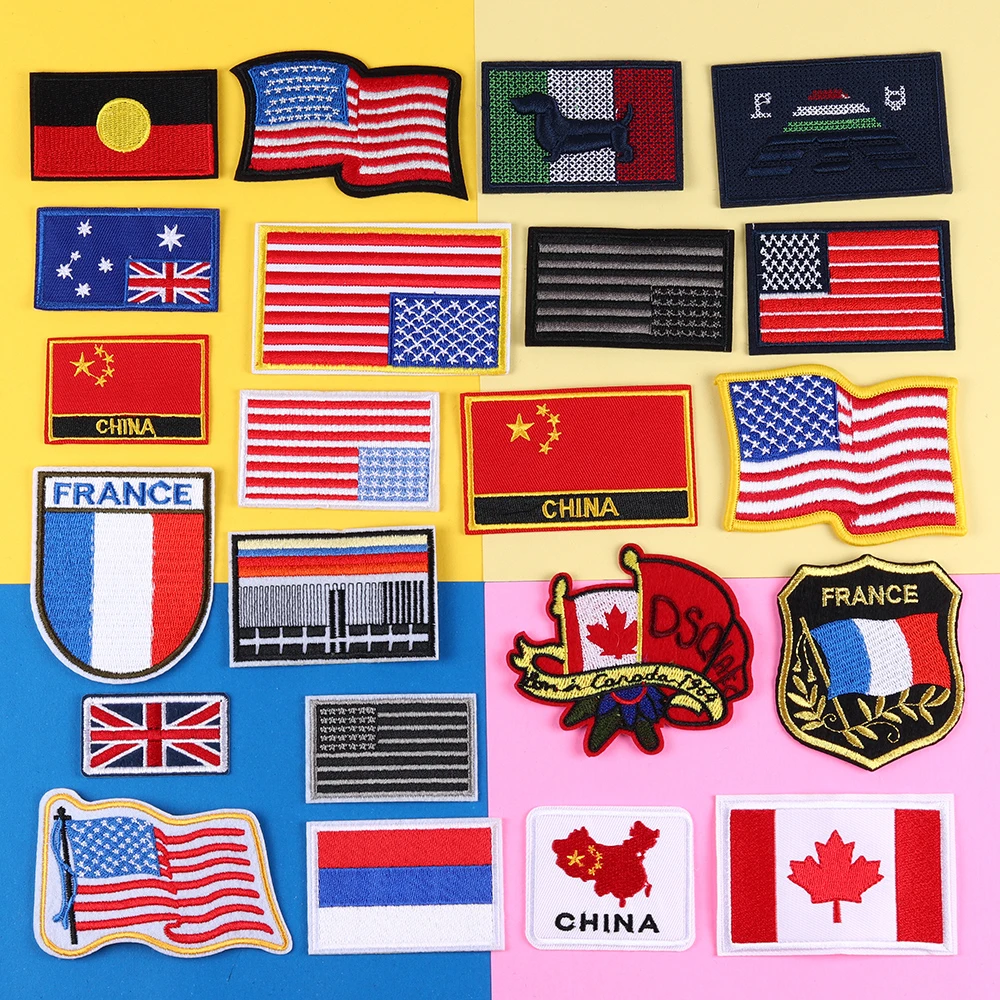 3D вышивальный знак мира Национальные флаги эмблема полосатая нашивка броня
