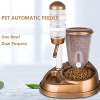 2 in 1 pet cat dog automatic feeder cat water fountain food bowls plastic dog feeding bowls water bottle dispenser for dog cat
