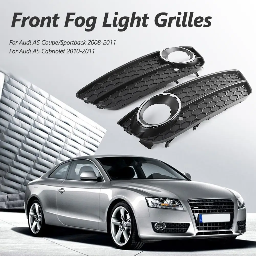 1 Pair Front Fog Light Grilles Grills Practical Durable Classic Delicate Texture for Audi A5 2008-2011 8T0807681 8T0807682