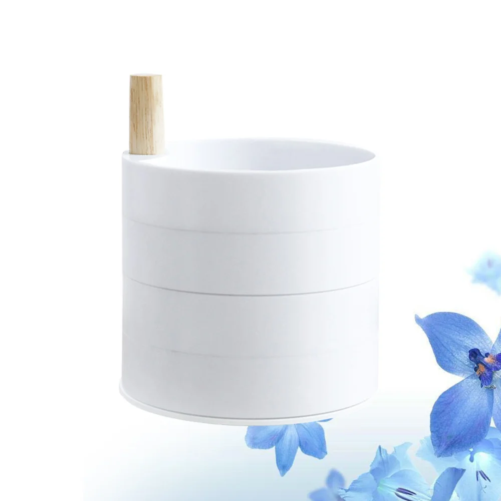 

1PC 4 Layers Jewelry Box Cylinder Stackable Rotation Jewelry Dust-proof Storage Container Box for Makeup