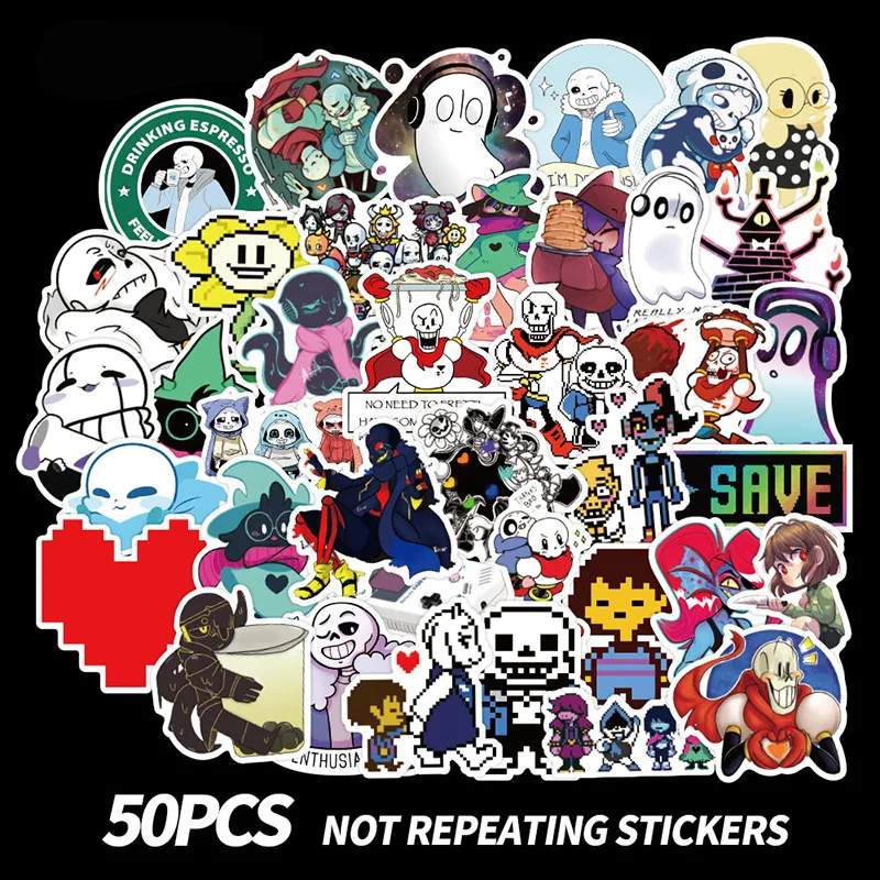 

50Pcs Undertale Game Stickers DIY Snowboard Laptop Luggage Fridge Guitar Waterproof Graffiti Fun Sticker For Kid Toy Decals Gift