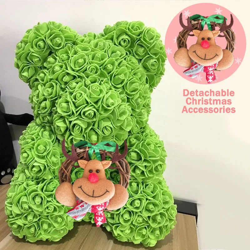 Рождественский подарок 40 см красный медведь Роза искусственное мыло розы Teddi