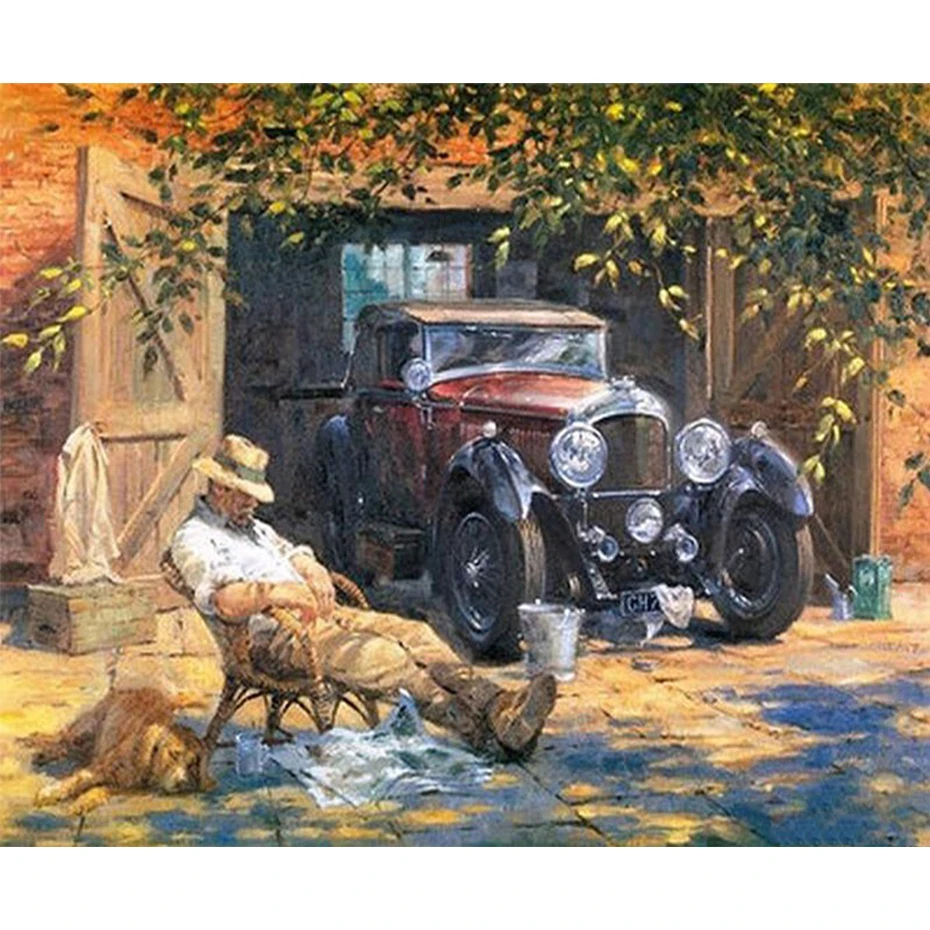 

AMTMBS Relax Car DIY Painting By Numbers Adults For Drawing On Canvas Oil Pictures By Numbers Home Wall Art Number Decor