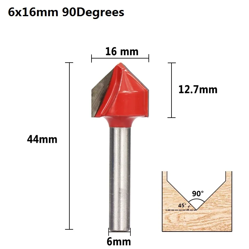 1pc 6x16x90D XCAN 1 шт. 60 градусов V Форма древесины фрезы с 10 мм диаметр 6 мм хвостовик древесины триммер 3D Фрезерный резак резьба по дереву нож - Длина режущей кромки: 1pc 6x16x90D