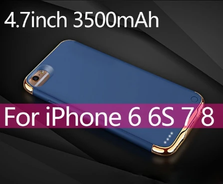 6 6s 7 8 Blue 3500/4000 мА/ч, Батарея Зарядное устройство чехол для iPhone 6 6s 7 8 Мощность банковская карта чехол внешнее резервное зарядное устройство чехол для iPhone 6 6s 7 8 plus - Color: 6 6s 7 8 Blue
