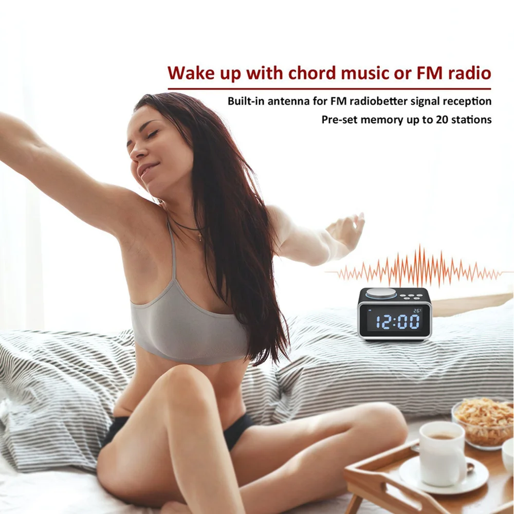 EAAGD Цифровой Будильник FM Радио Громкий будильник часы для тяжелых шпалов с USB