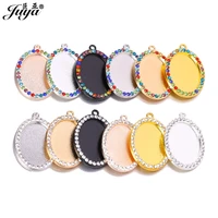 60pcs oval diamond pendant base three sizes settings diy jewelry making for pendant necklace earring keychain jewellery crafts