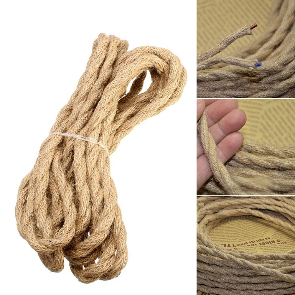 5mVintage rope Wire Twisted Cable Retro Braided Electrical Fabric DIY pendant lamp wire vintage | Обустройство дома