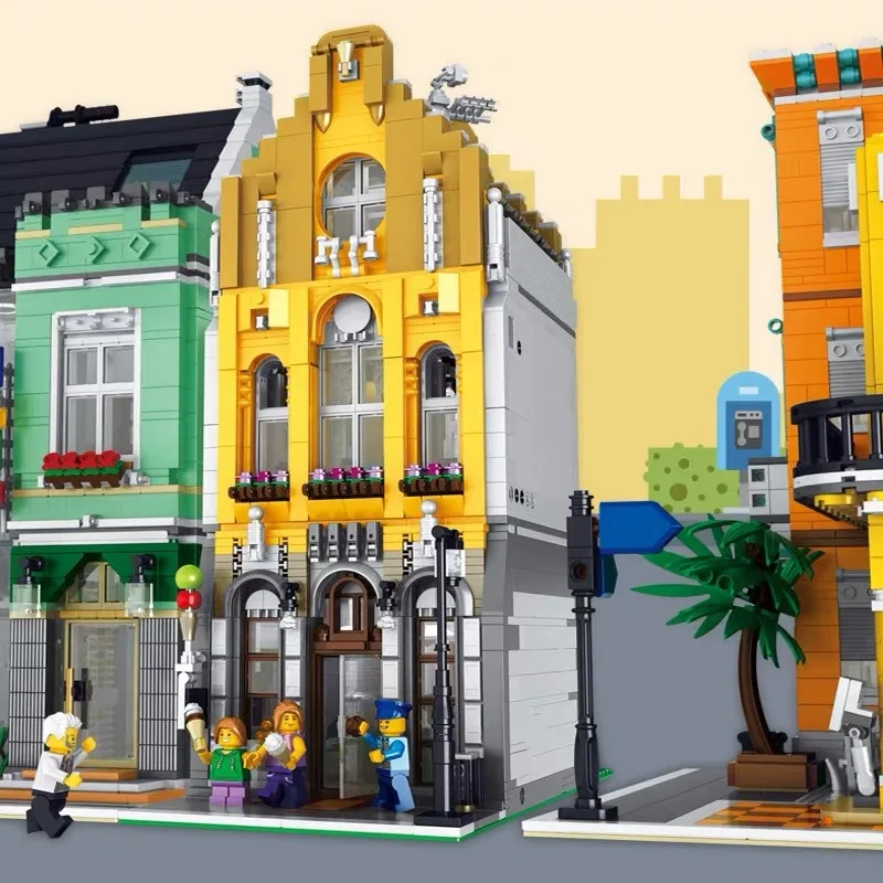 

2021 New Street View series creative ice cream shop small particle children's puzzle assembled toy model