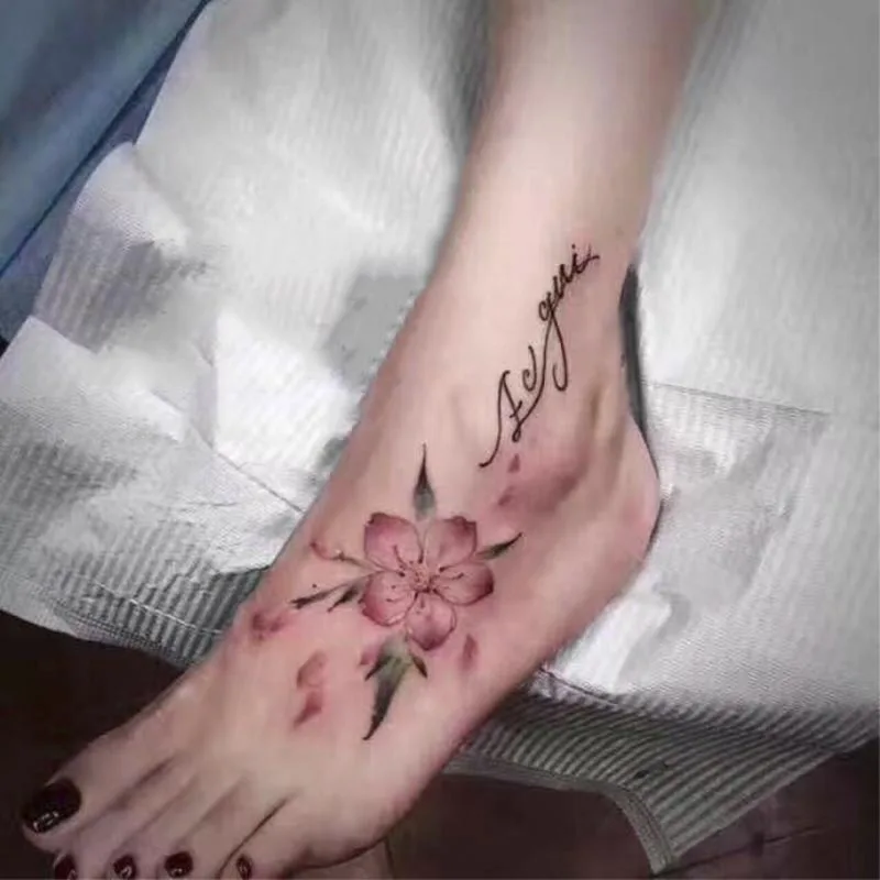 

Водостойкая Временная тату-наклейка, ручная работа, привлекательный дизайн цветущей вишни, искусственная татуировка, имитация татуировки, ...