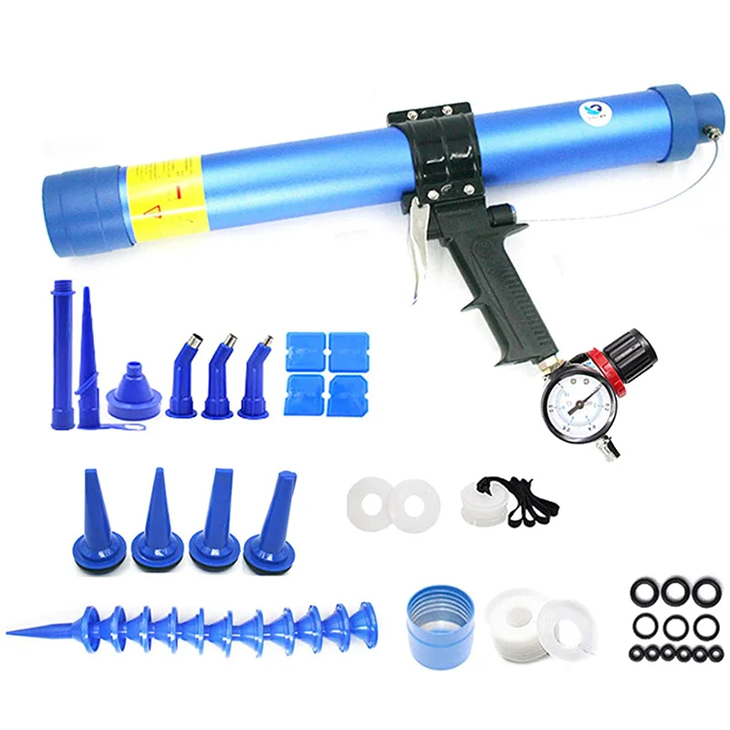 

Pneumatic Glass Glue Sealant Gun Kit 600ML Soft Glue Capacity Air Glue Gun with Speed Gauge Pneumatic Soft Caulking Hand Tool