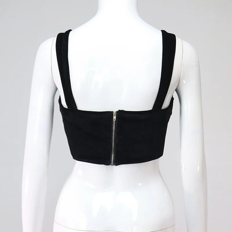

2021 spring and summer new women's sexy fashion velvet hairtail bone open back brassiere suspender vest