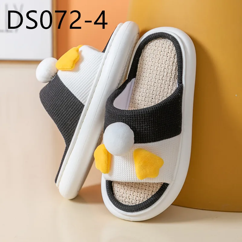 

Home deodorant indoor lovely cartoon couple home thick - soled cotton linen slippers DS072