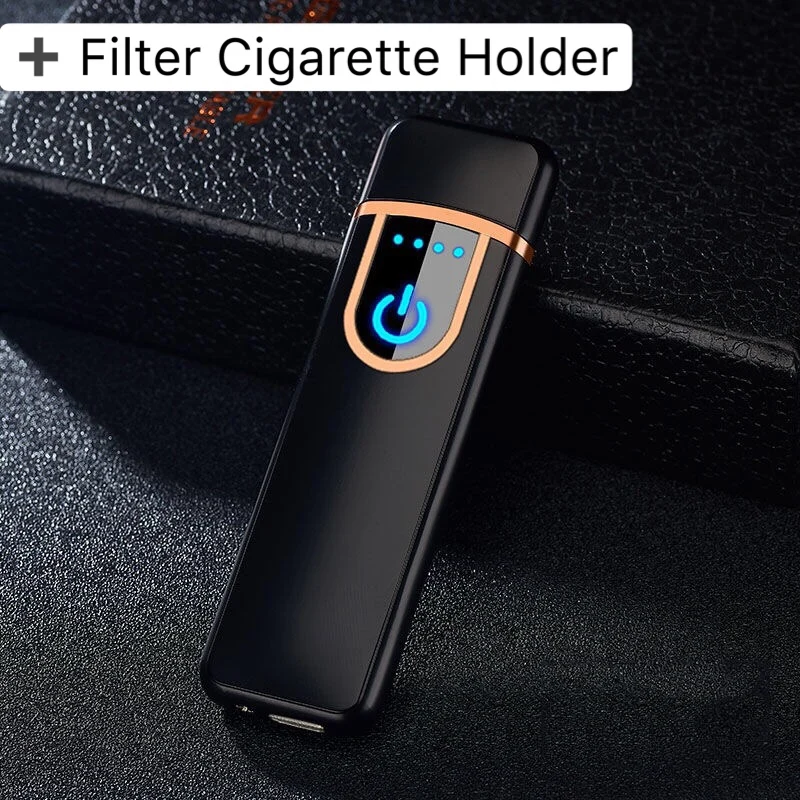 Мужская креативная ветрозащитная электронная USB Зажигалка для сигарет, отпечаток пальца, сенсорный экран, индивидуальная зажигалка, хороший подарок