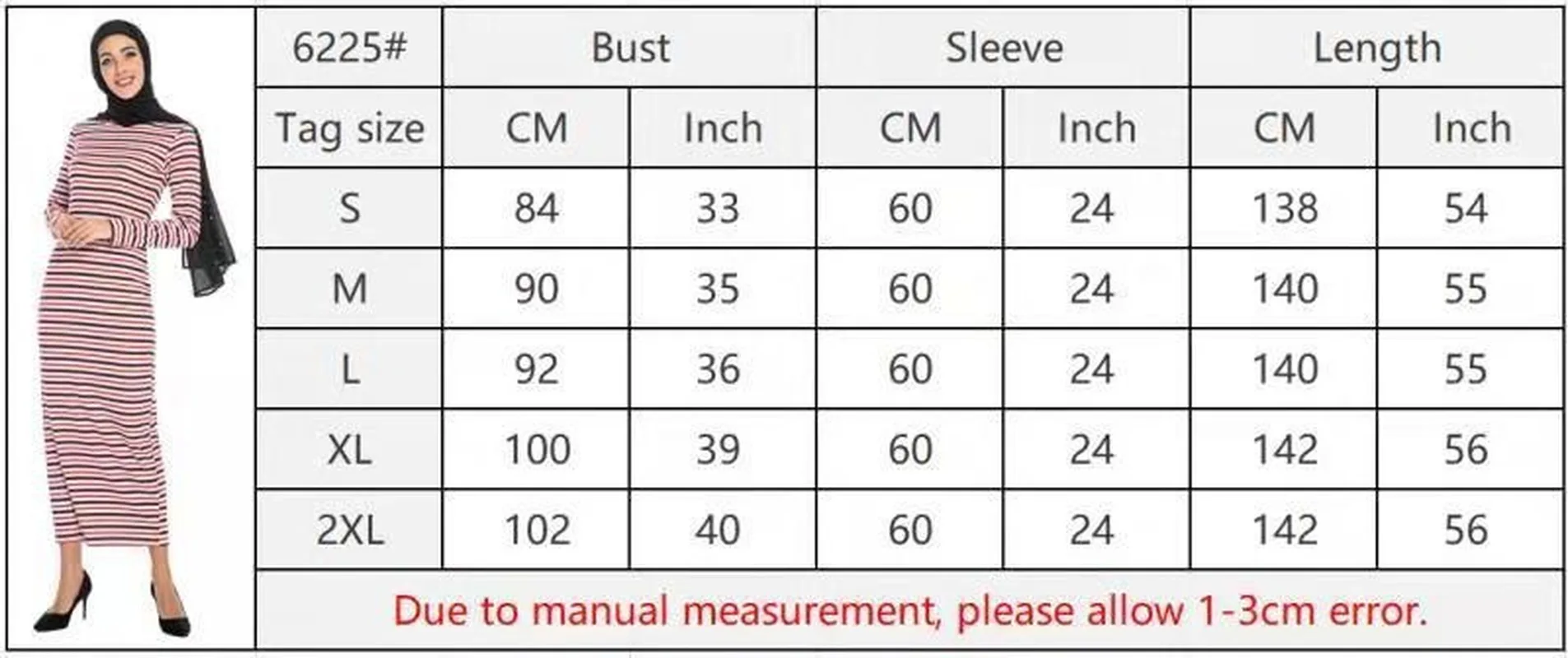 

Donsignet Muslim Woman's Dress Muslim Fashion Arab Striped Long Sleeve Middle East Saudi Arabian Abaya Turkey Long Dress