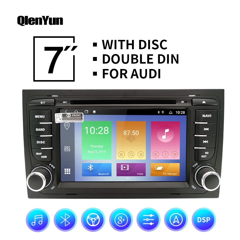 Автомагнитола QlenYun 2 Din Android 9 для Audi/A4/S4 2002 2008 Восьмиядерный процессор GPS DVR DSP