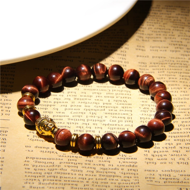 Fashion AAA Royal Blue Tiger Eye Men's Bracelet Beads Natural Stone Buddha Stretch Charm Bracelets for Women Men Jewelry
