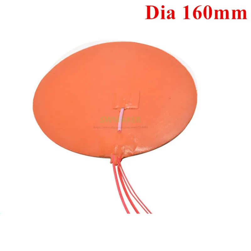 

Dia 160mm 100W Round Circular Silicone Heater HeatBed black/orange Heating Pad with Thermistor for Delta kossel 3D Printer