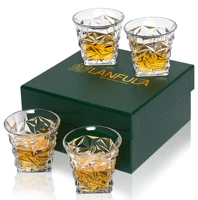 lanfula whiskey glass set of 4 lead free crystal glasses tumbler for scotch cocktail bourbon irish whisky liquor