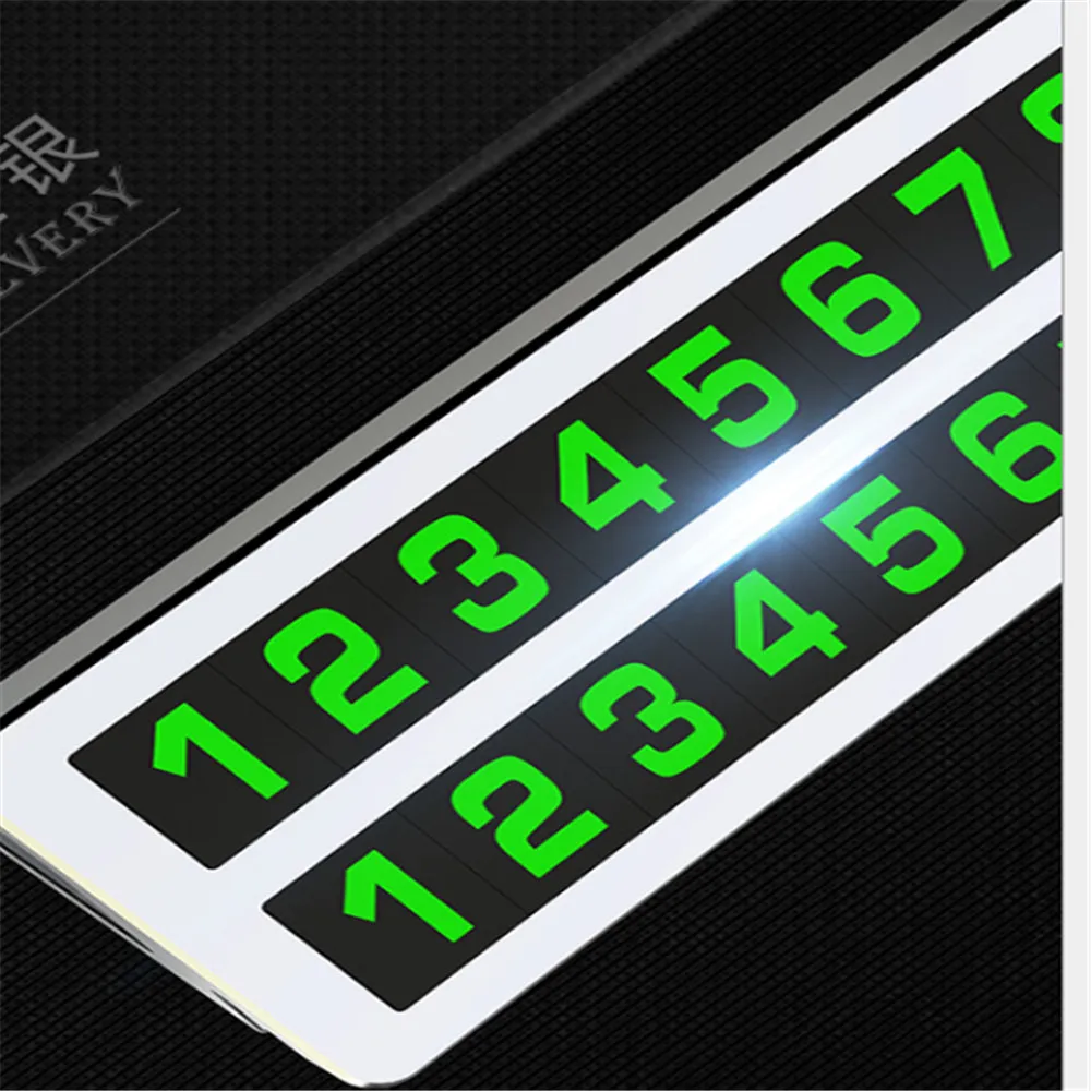 

1pc Luminous Telephone Number Hidden Temporary Parking Card Plate Aluminum Alloy Double Row Phone Number Sign Car Accessories