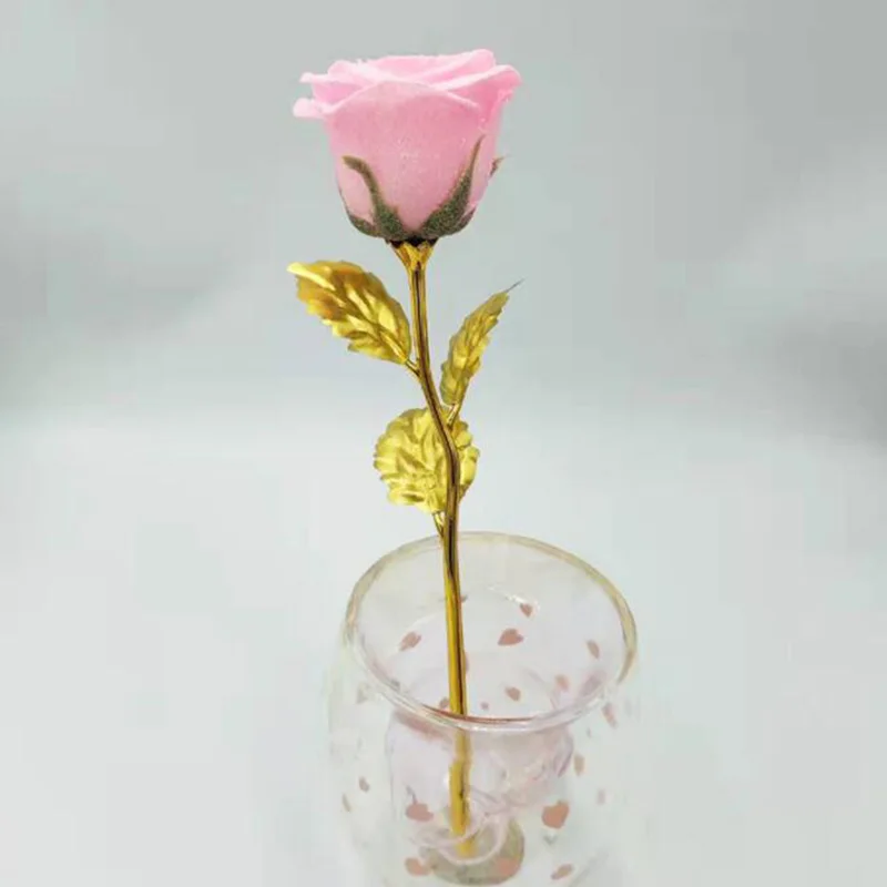 Only Crystal Pink Имитация вечности 24K роза из золотистой фольги цветок радуги День Святого Валентина романтический цветок свадебный подарок красивый золотой фольги цветок - Цвет: Only Crystal Pink