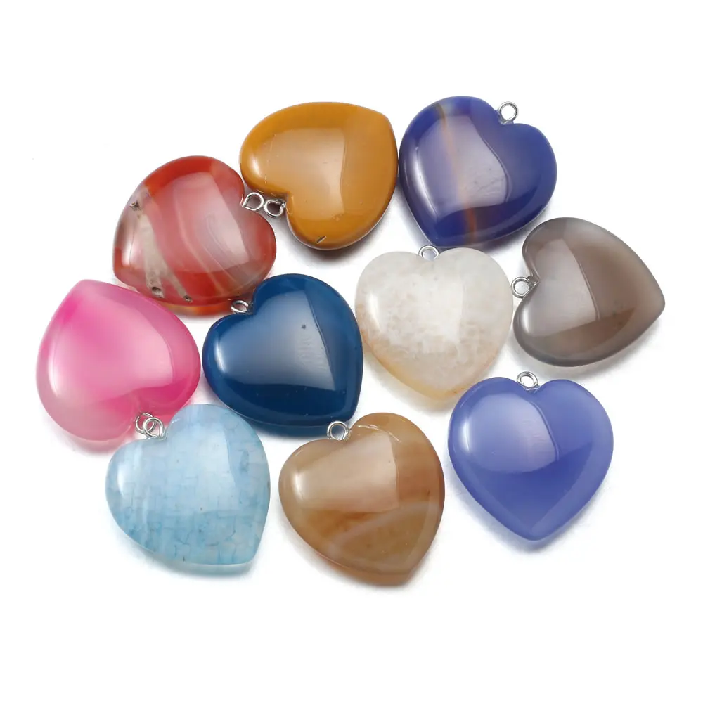 Хорошее качество натуральный камень подвески в форме сердца кристалл Агаты