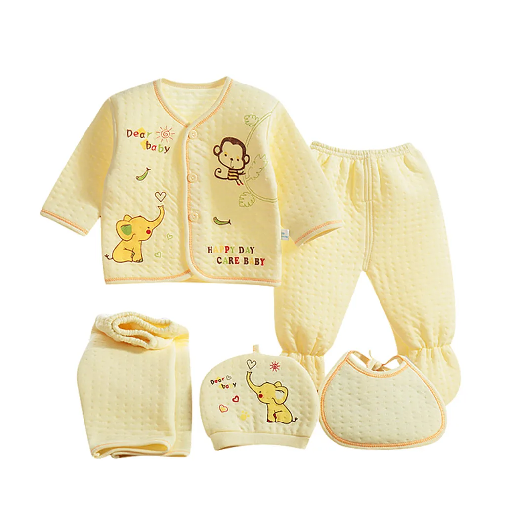 Комплект одежды для сна новорожденных комплект из 5 предметов: кофта шапка штаны