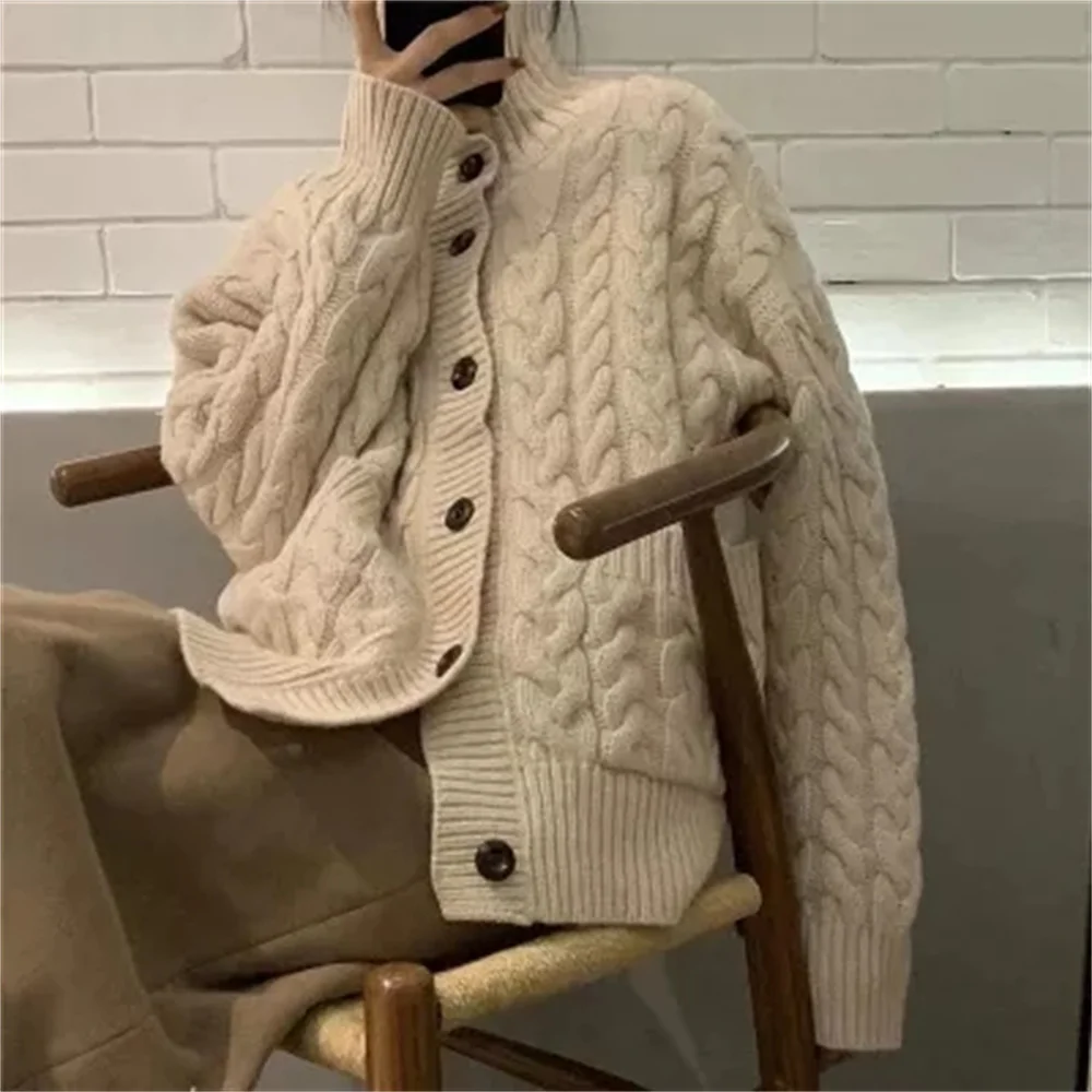 

Новинка, кардиганы HziriP, свитера, водолазка, скрученный, 2021, лидер продаж, Женская нежная, милая, шикарная, в стиле ретро, осенние женские топы ...