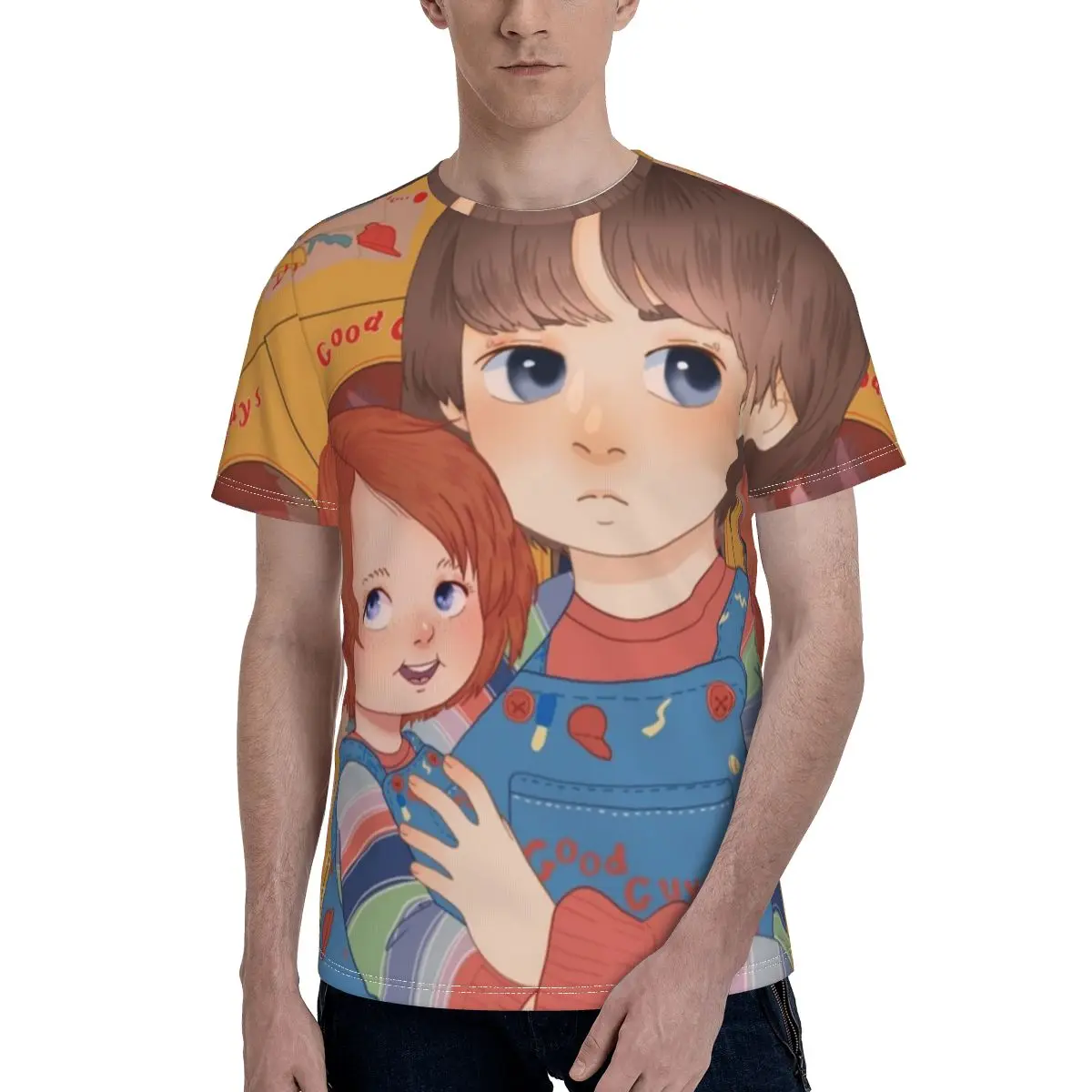 

Chucky And Little Andy T-Shirt Good Guys Summer Casual Polyester T Shirt Printed Short Sleeve Tee Shirt Man Oversize