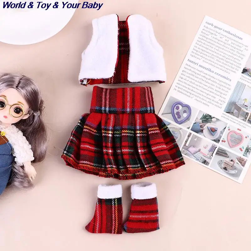 Рождественская кукольная одежда белая юбка-жилет Кукла-эльф красная жилет юбка