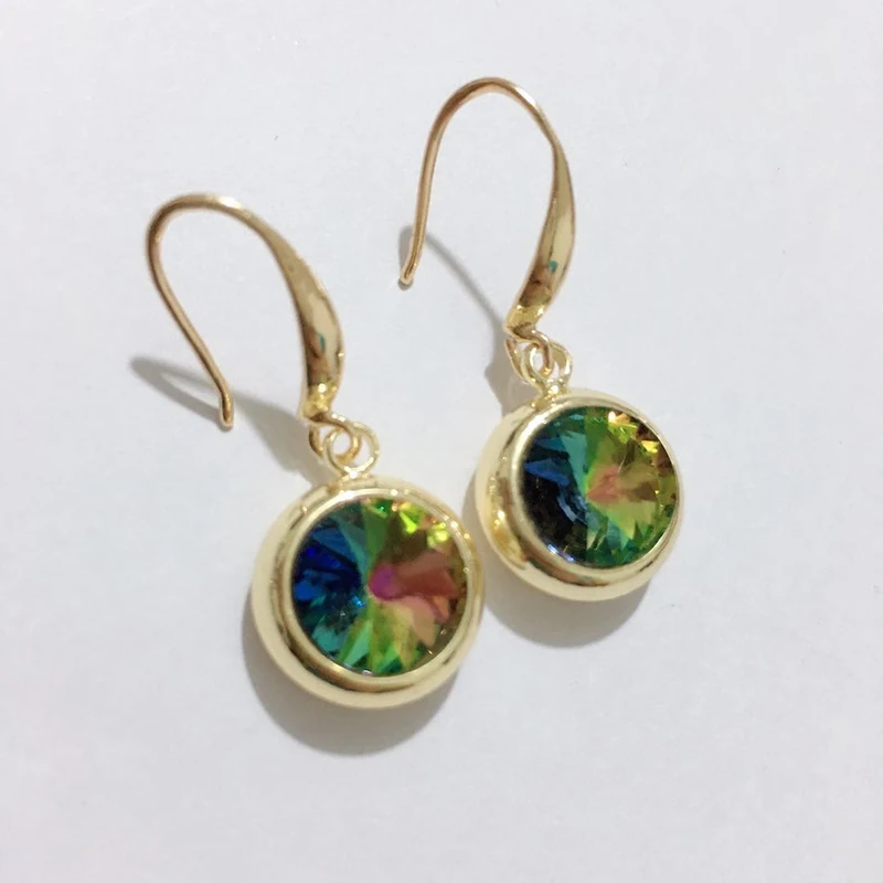 18-gold-colorful Женские разноцветные серьги MAIKALE, круглые модные серьги-подвески с крючком с золотистым/серебристым покрытием и фианитом для подарка - Окраска металла: 18-gold-colorful