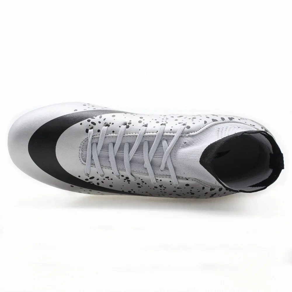 MAULTBY мужские серебристые черные высокие лодыжки AG подошва уличные бутсы футбольные бутсы обувь футбольные бутсы# SS3008B