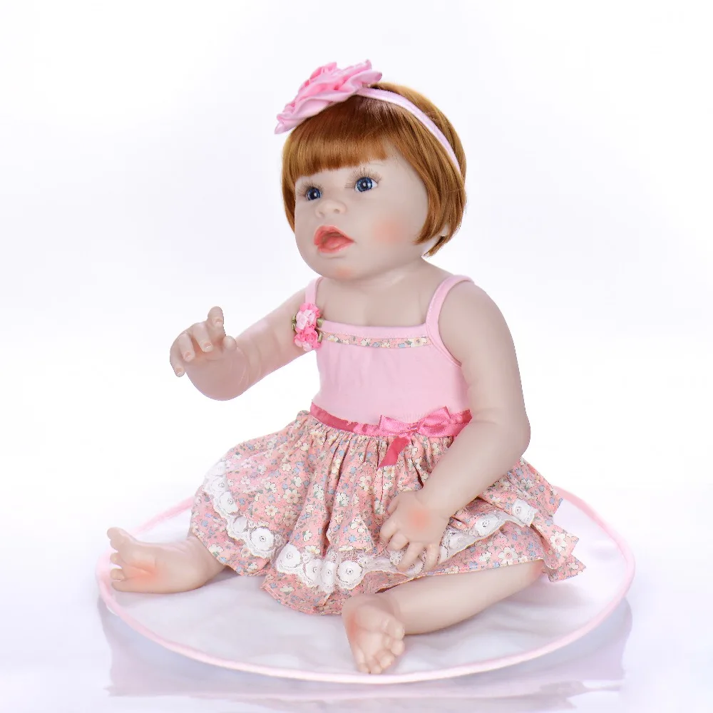 

56CM reborn toddler girl doll full body soft silicone 0-3M real baby size bebe doll reborn Bath toy Anatomically Correct