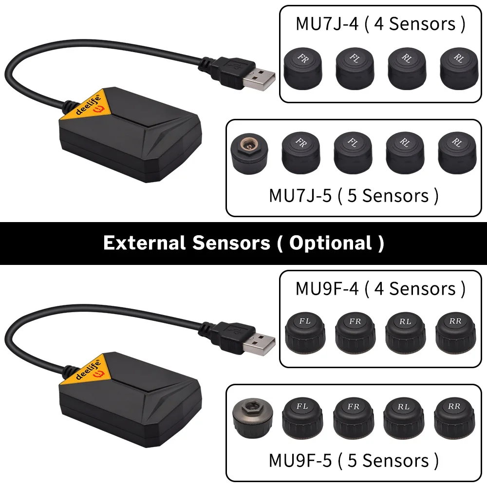 External Sensor Deelife USB TPMS для Android автомобильный DVD с датчиком давления в шинах Система мониторинга Беспроводная запасная шина сигнализация ANDROID навигация - Тип: External Sensor