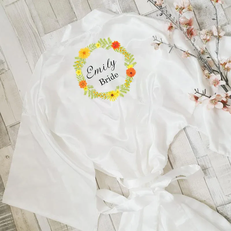 Женское свадебное кимоно с цветочным принтом для невесты и подружки пижама