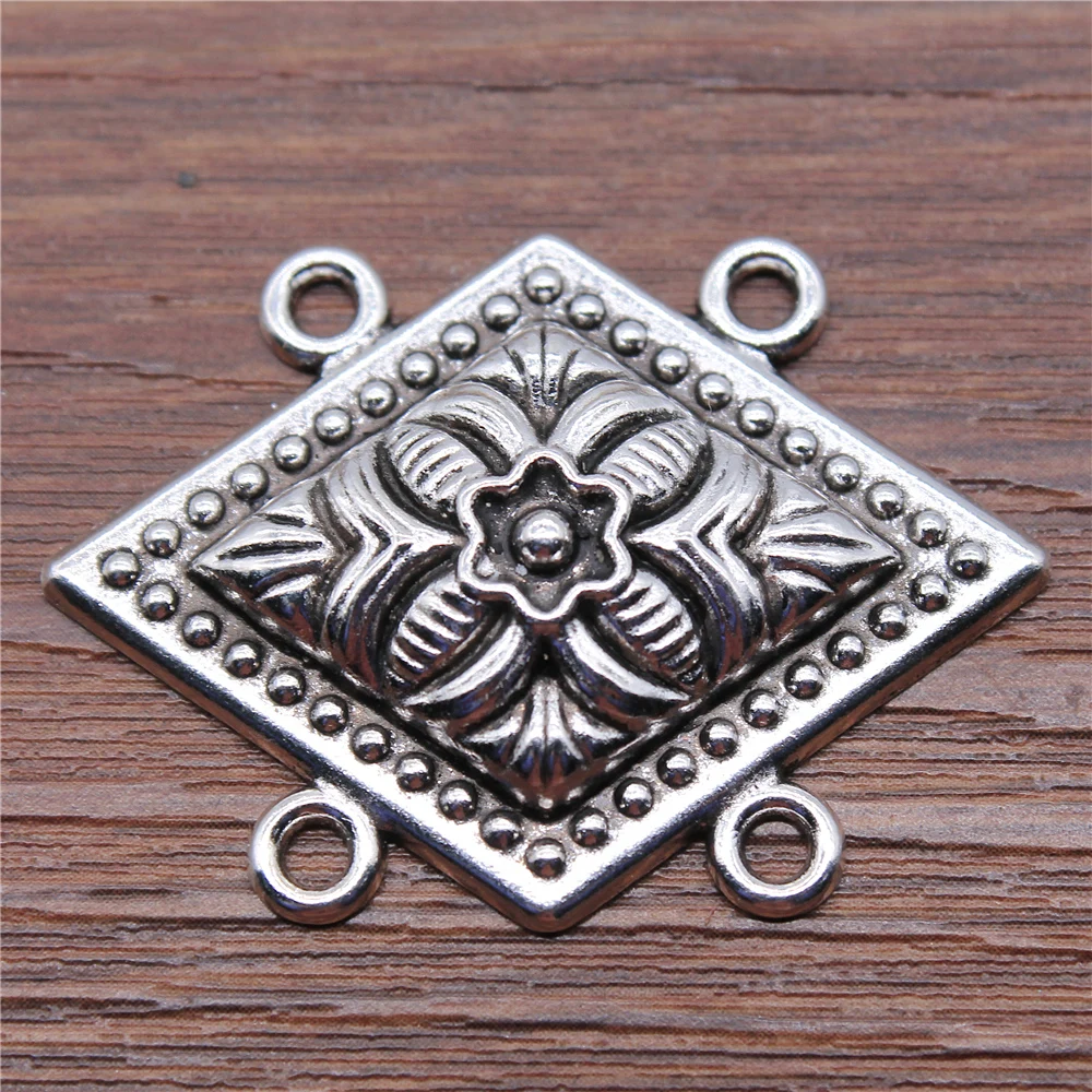 

4pcs 4-Hole Body Chain Connector Charms Jewelry Finding Antique Silver Color 31x43mm Necklace Making Accessoreis