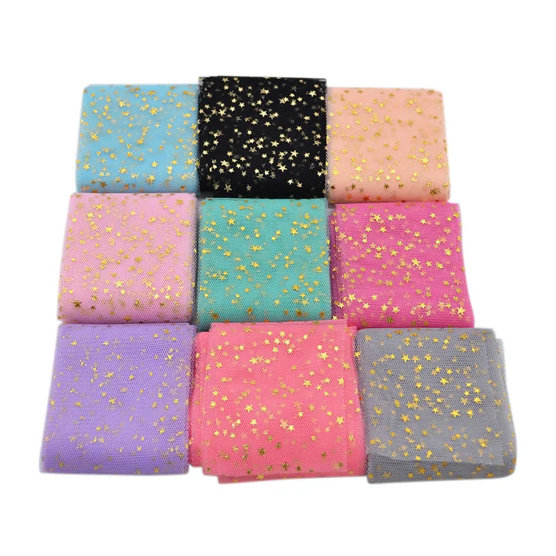 5 м/лот 6 см рулон тюля с золотыми звездами для рукоделия тканевые аксессуары