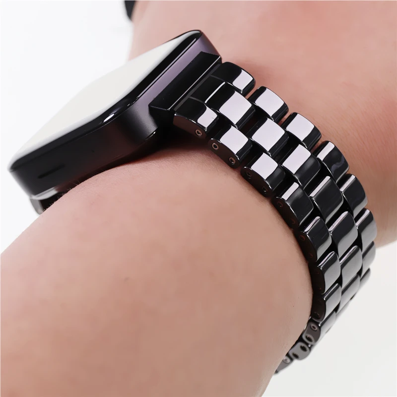 Высококачественный роскошный гладкий черный и белый керамический ремешок 20 мм